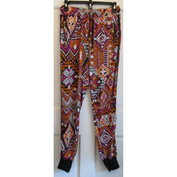 Yelete Leg Wear Size L Boho Abstract Print Elastic Waist Tapered Jogger Hippie - Picture 1 of 9